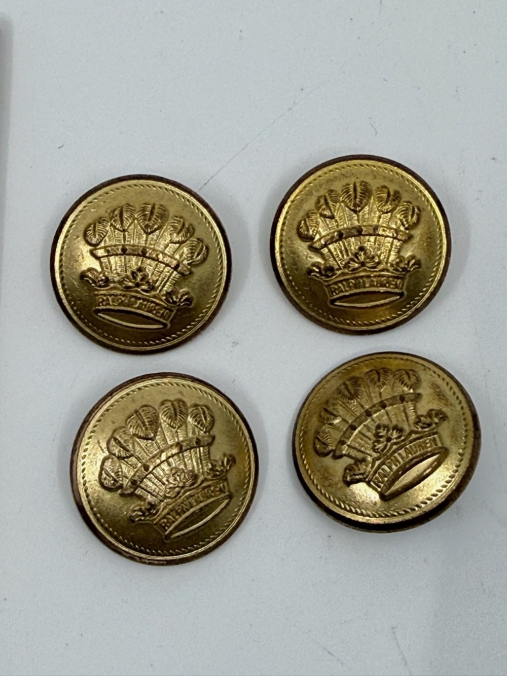 Four Rare  Matte Gold Finish Ralph Lauren Blazer Buttons